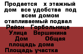 Продается 2-х этажный дом, все удобства ,под всем домом отапливаемый подвал › Район ­ Горбольница › Улица ­ Вершинина › Дом ­ 25 › Общая площадь дома ­ 266 › Площадь участка ­ 420 › Цена ­ 8 500 000 - Ставропольский край, Георгиевский р-н, Георгиевск г. Недвижимость » Дома, коттеджи, дачи продажа   